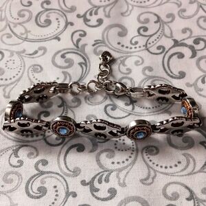 Brighton Gossamer Blue Crystal Gold Silver Plate Bracelet